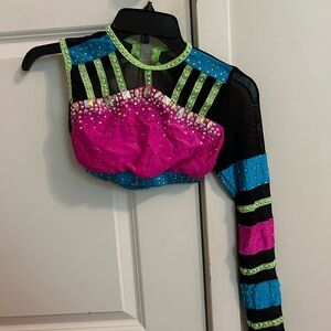 Vibrant Dance Costume with Rhinestones